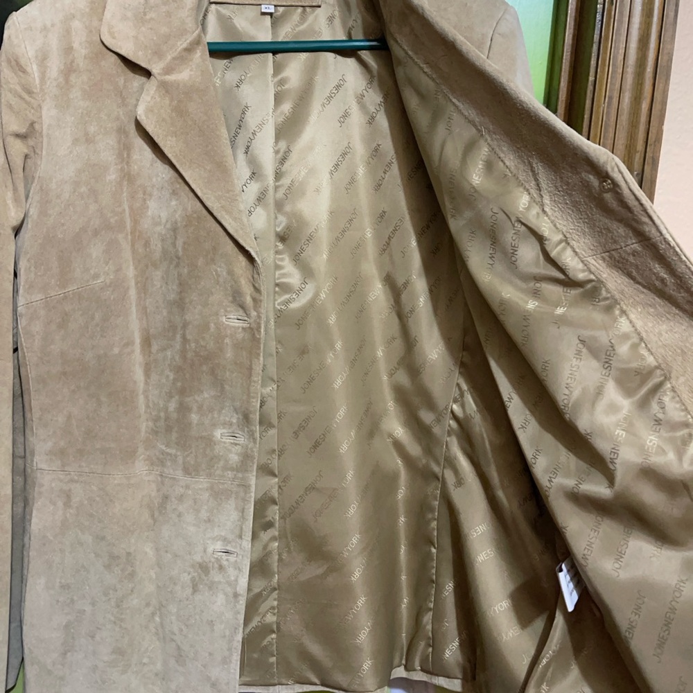 Jones New York Tan Blazer Classic Suede Jacket - Picture 3 of 9